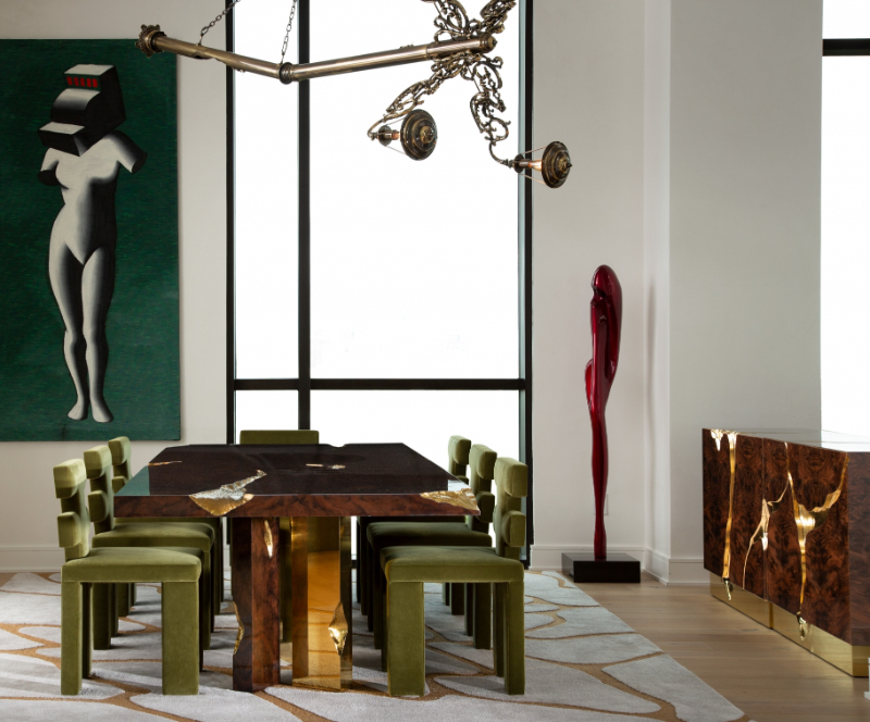 luxury dining room with Boca do lobo's modern dining table