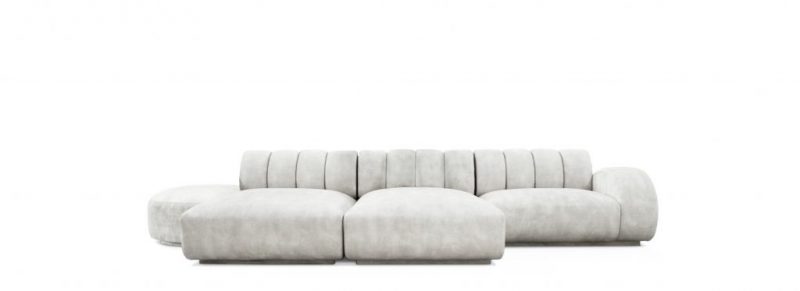 luxury villa - nude sofa with with symmetric shapes 