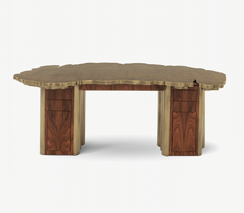 luxury gold and wood fortuna desk 