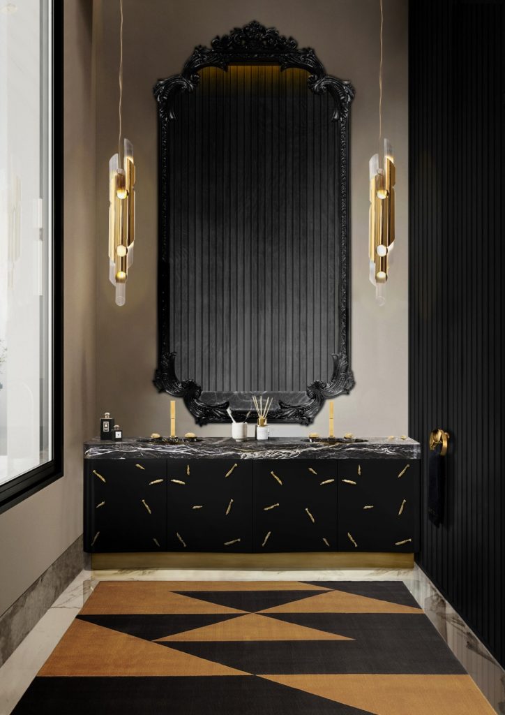 luxurious interior design with darker colours and golden details