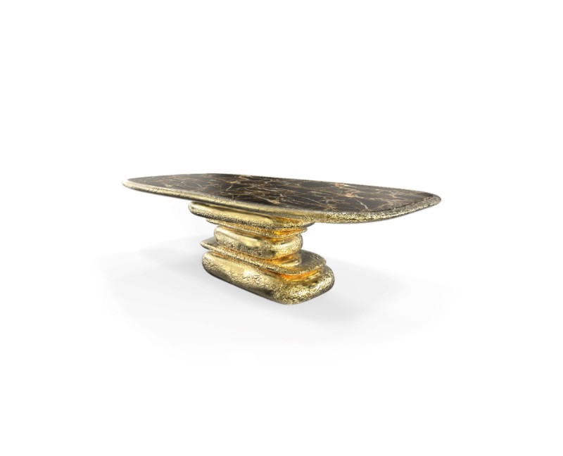 Luxury Furniture The Stonehenge Dining Table | www.bocadolobo.com #luxuryfurniture #bocadolobo #exclusivedesign #diningtable #marble #gold #homedecorideas @homedecorideas