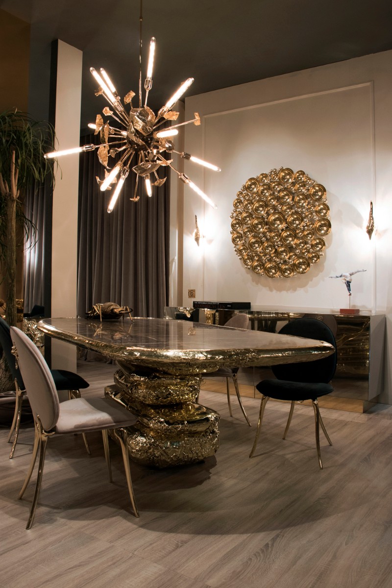 Luxury Furniture The Stonehenge Dining Table | www.bocadolobo.com #luxuryfurniture #bocadolobo #exclusivedesign #diningtable #marble #gold #homedecorideas @homedecorideas