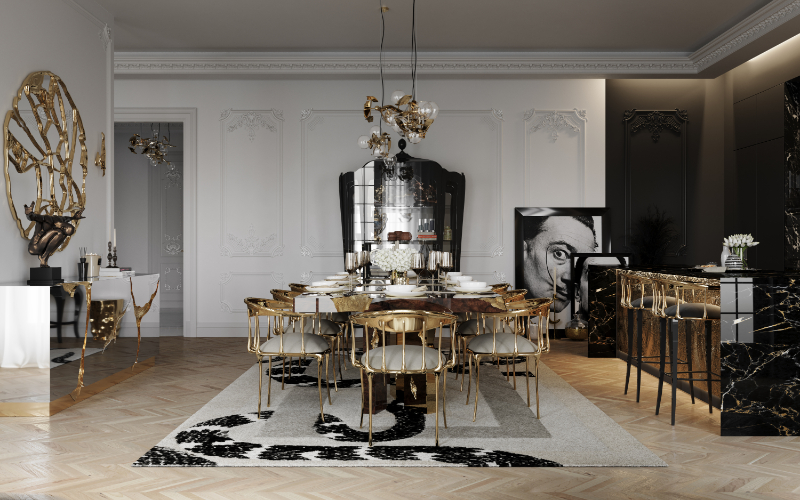 A modern dining room inside Boca do Lobo's Luxury House in Paris 