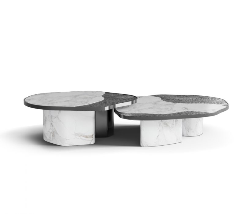 Ophelia Center Table - marble and black center table