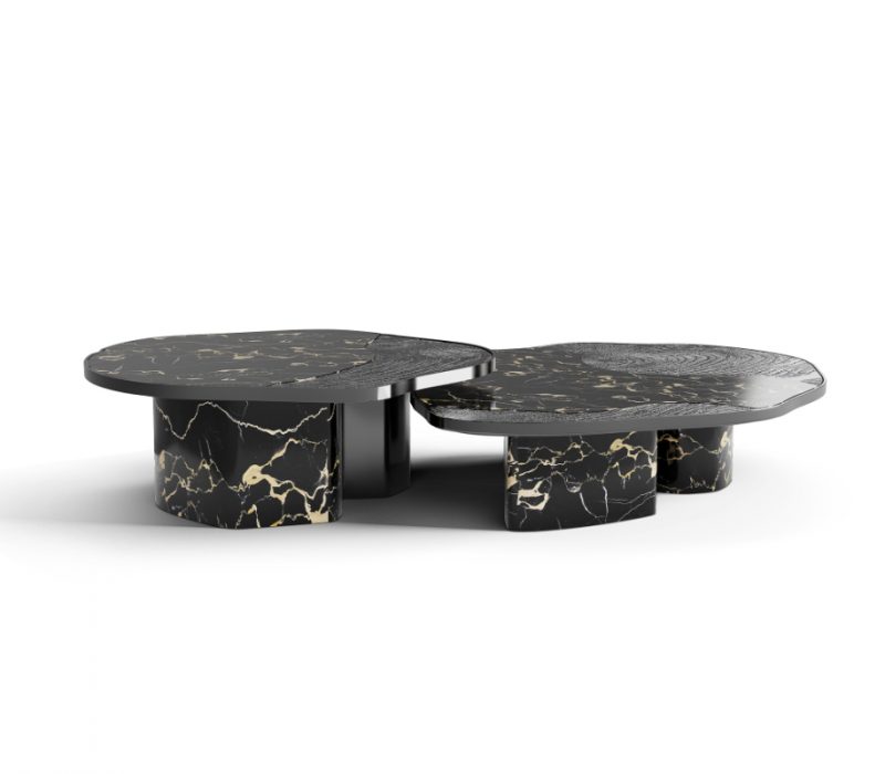 Ophelia Center Table - black marble and gold center table