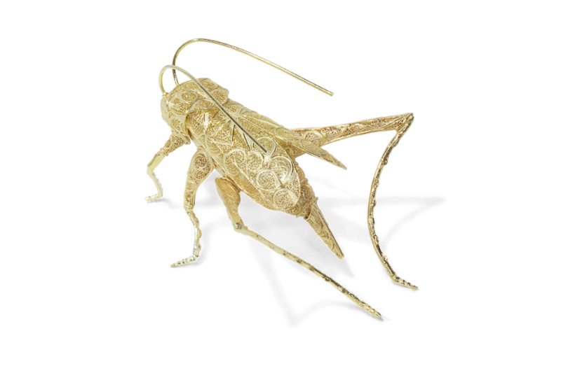 craftmanship - cricket in gold filigree  